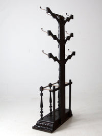 antique gothic revival carved wood hall tree