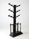 antique gothic revival carved wood hall tree