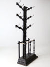 antique gothic revival carved wood hall tree