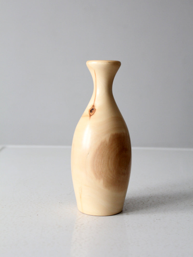 vintage handmade turned wood vase