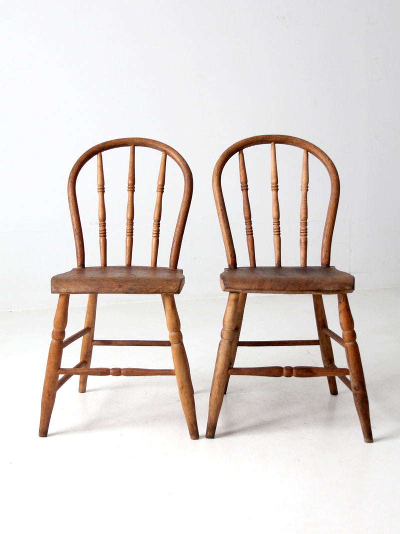 antique farmhouse bow back chairs pair