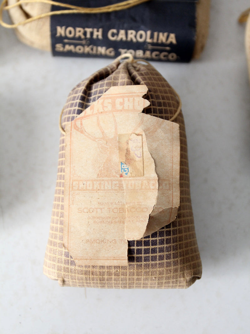 vintage collection of smoking tobacco cloth pouches