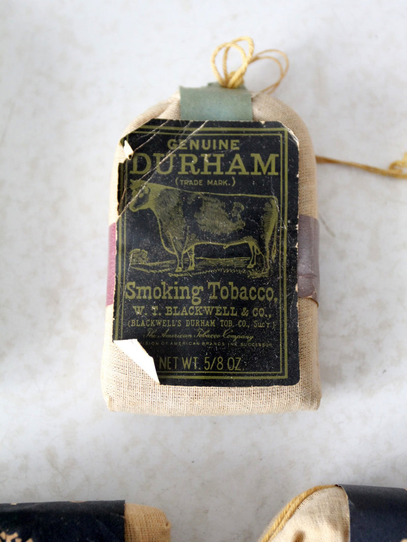 vintage collection of smoking tobacco cloth pouches