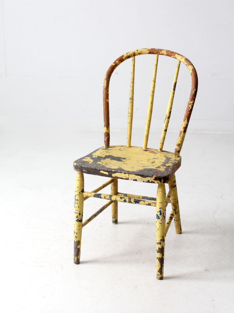 antique chippy paint spindle back chair