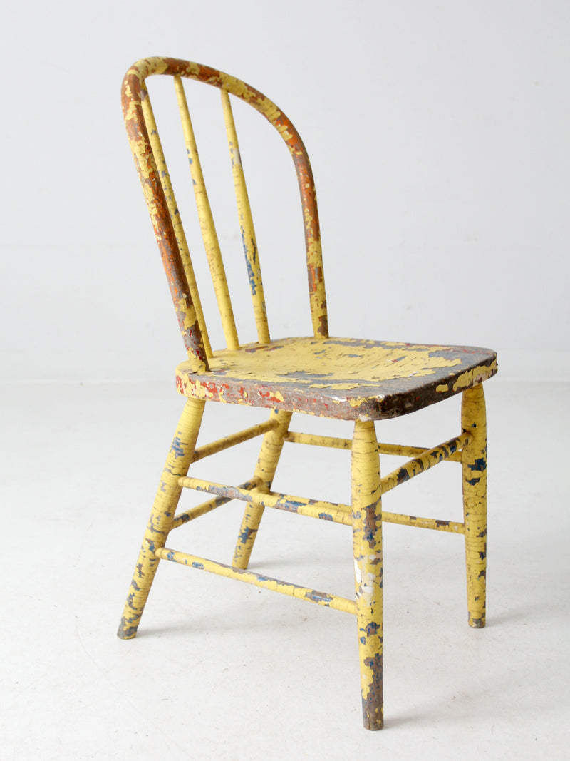 antique chippy paint spindle back chair