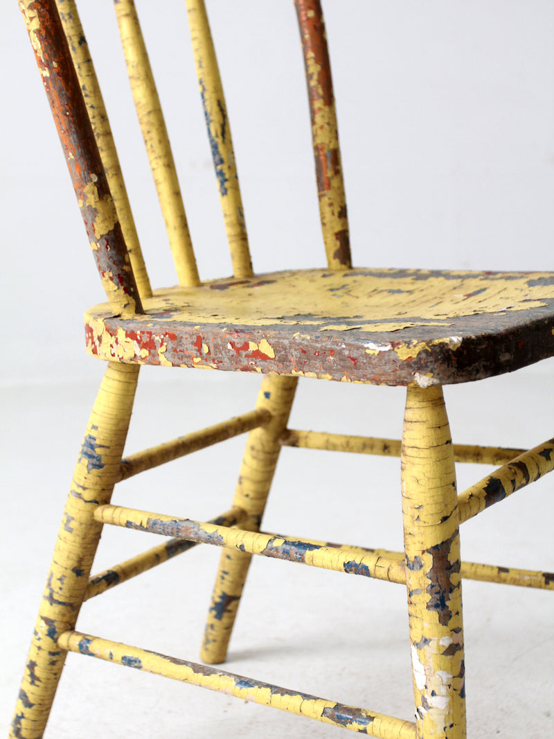 antique chippy paint spindle back chair