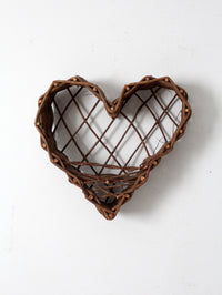 vintage twig heart wall basket