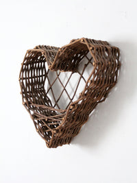 vintage twig heart wall basket