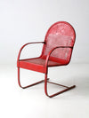 mid century red metal patio chair