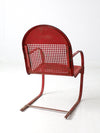 mid century red metal patio chair