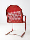 mid century red metal patio chair