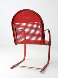 mid century red metal patio chair