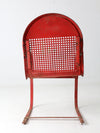 mid century red metal patio chair