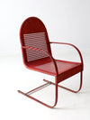 mid century red metal patio chair