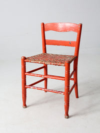 antique rusted painted woven seat chair