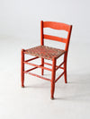 antique rusted painted woven seat chair