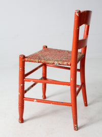 antique rusted painted woven seat chair