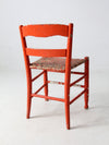 antique rusted painted woven seat chair