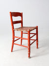 antique rusted painted woven seat chair