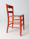 antique rusted painted woven seat chair