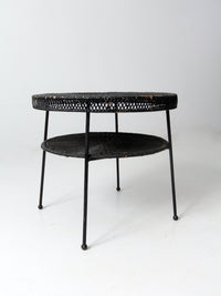 mid century black wicker side table