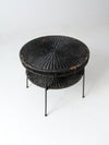 mid century black wicker side table