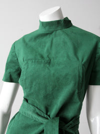 vintage 70s green suede dress