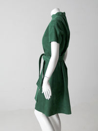 vintage 70s green suede dress