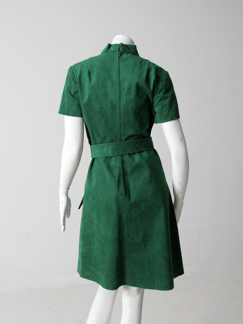 vintage 70s green suede dress