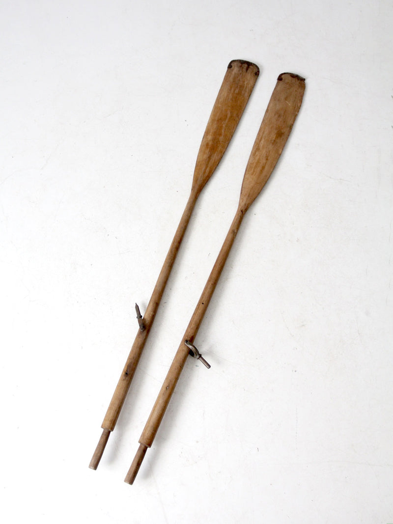 vintage wooden oars pair