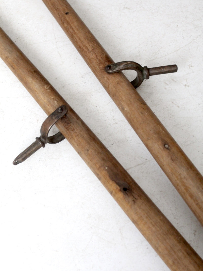 vintage wooden oars pair