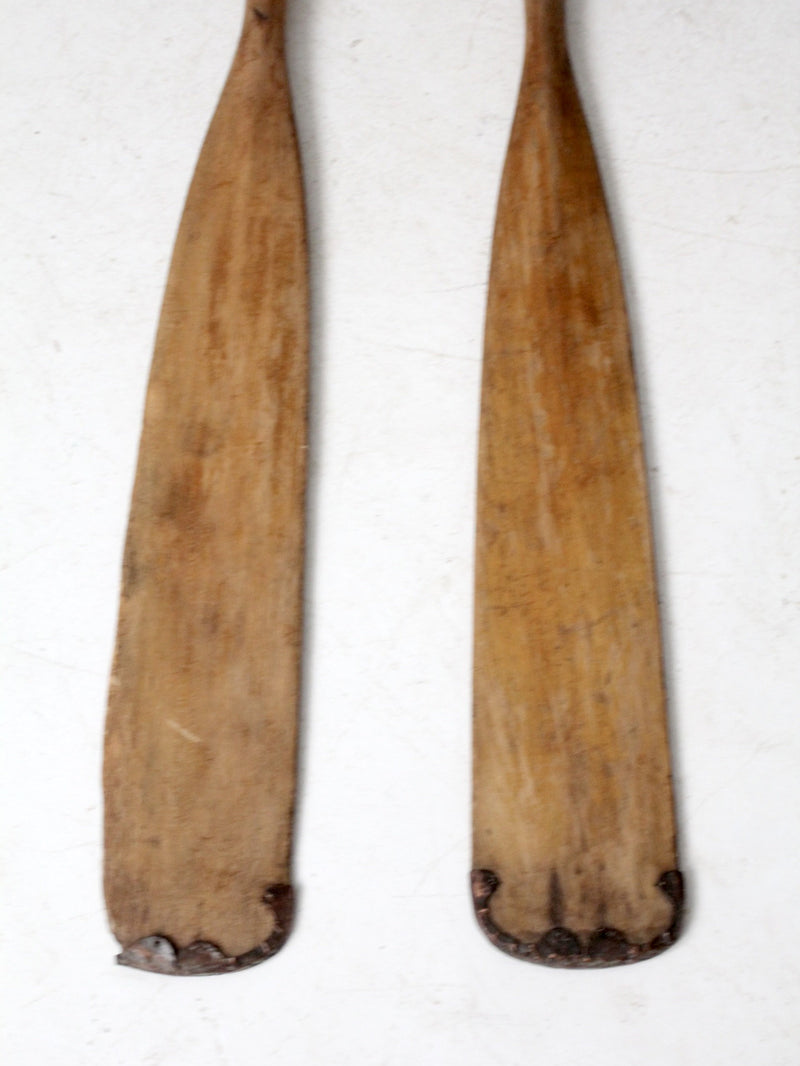 vintage wooden oars pair