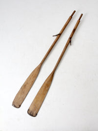 vintage wooden oars pair