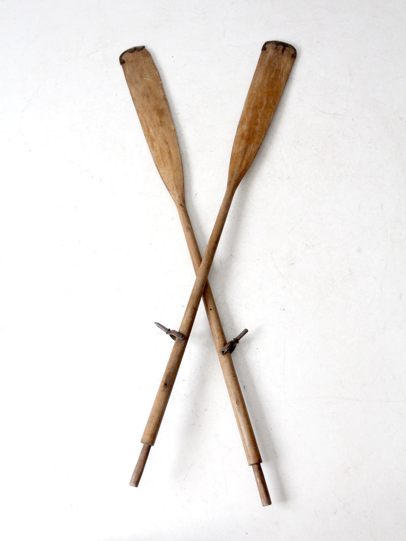 vintage wooden oars pair