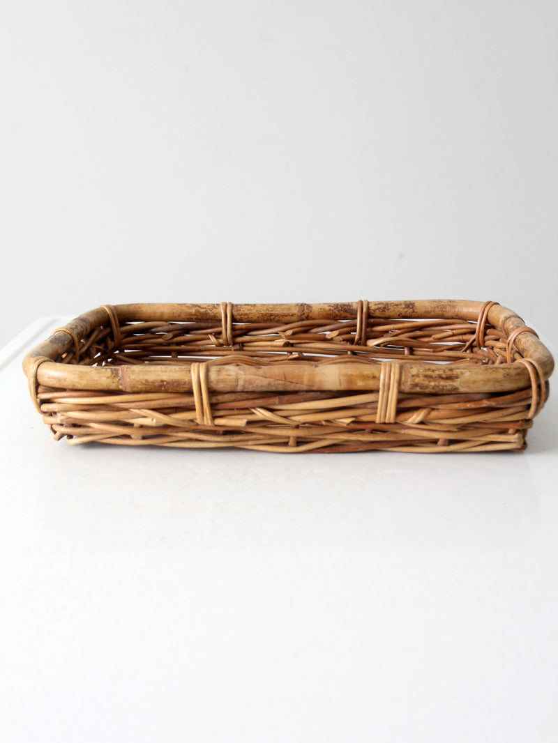 vintage woven rattan tray