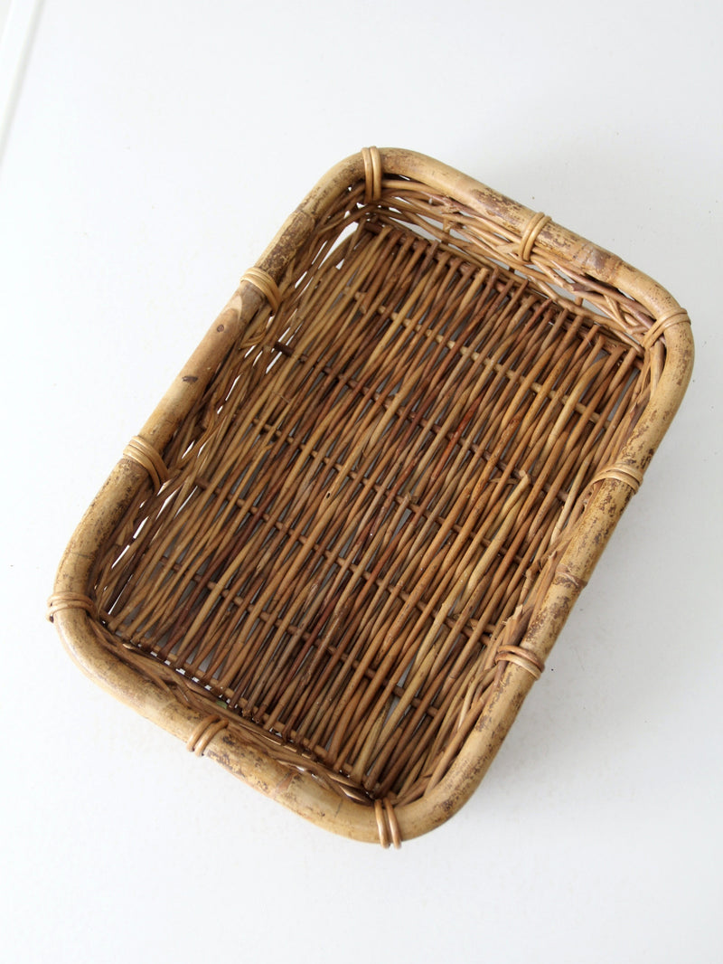 vintage woven rattan tray