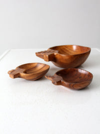 vintage apple shape wood bowl set