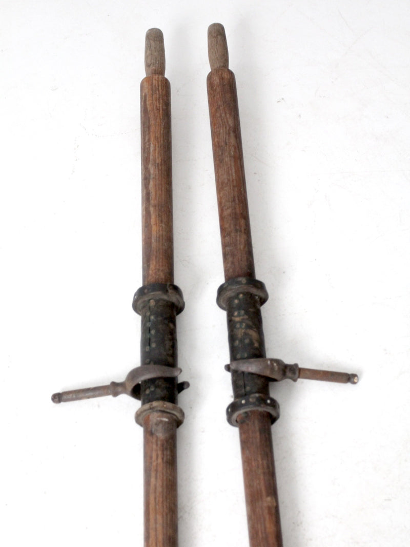 vintage wooden oar pair