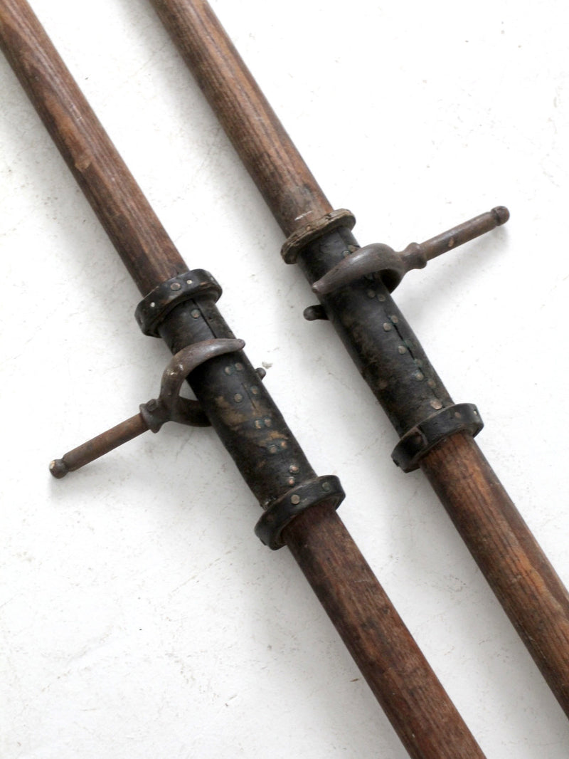 vintage wooden oar pair