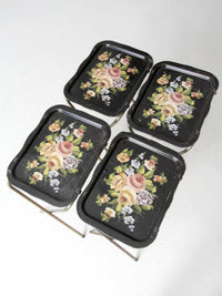 mid century floral tv trays set of 4