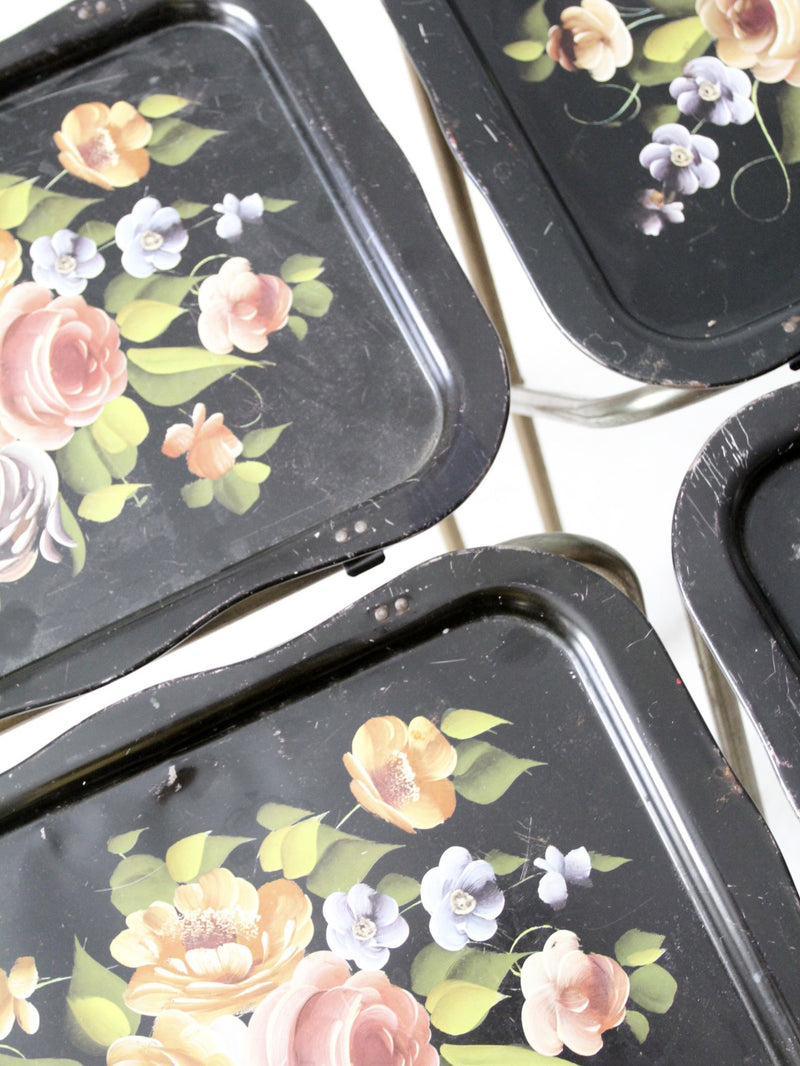 mid century floral tv trays set of 4