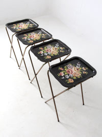 mid century floral tv trays set of 4