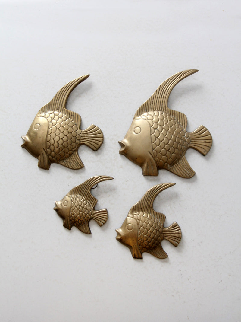 mid century brass fish wall art set of 4