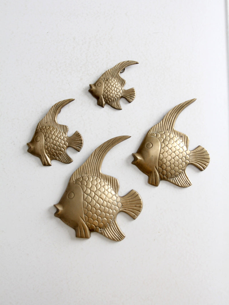 mid century brass fish wall art set of 4