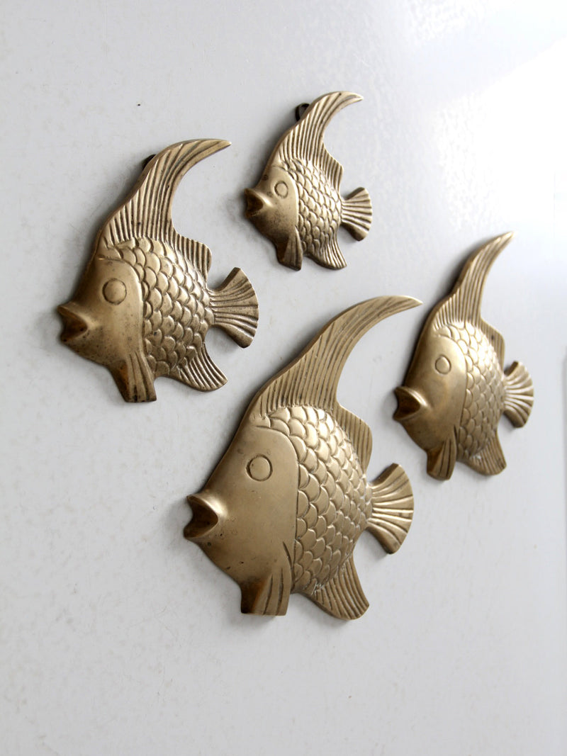 mid century brass fish wall art set of 4