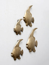 mid century brass fish wall art set of 4