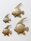 mid century brass fish wall art set of 4