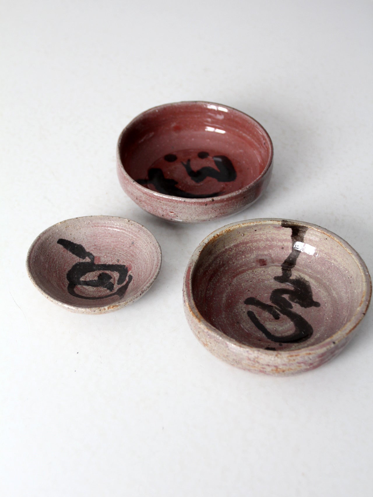 Vintage handmade pottery set orders of 3