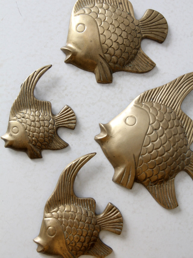 mid century brass fish wall art set of 4