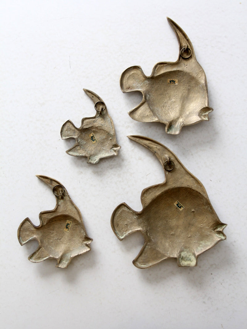 mid century brass fish wall art set of 4